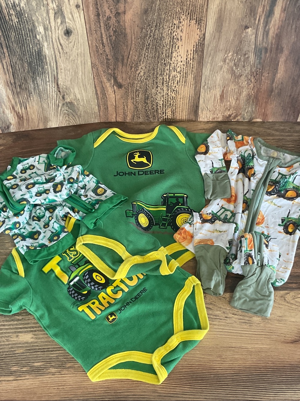 John Deere Tractors 4PC Bundle One Piece & Sleepers 0-3 & 3-6mos   C375